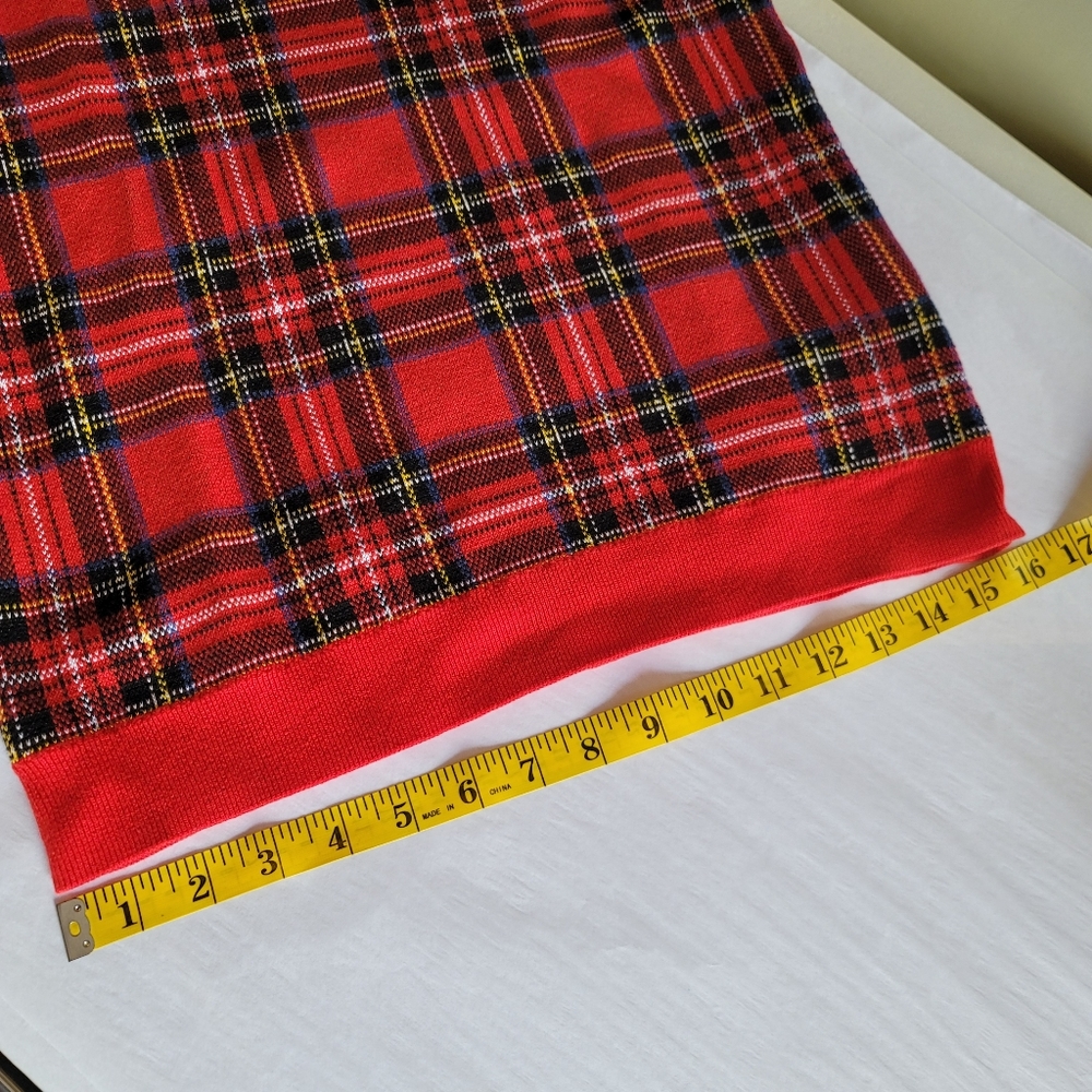 New! J Crew sz XS X-Small Red Tartan Plaid Christmas Sweater Cotton NWT - Picture 10 of 13